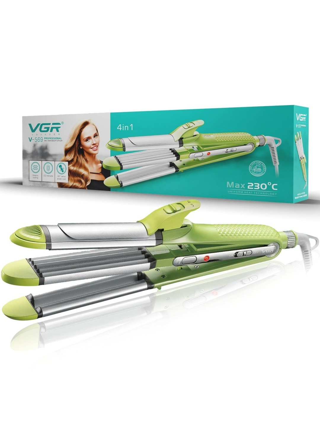 VGR V-569 Professional 4-in-1 Hair Beauty Styler - Green