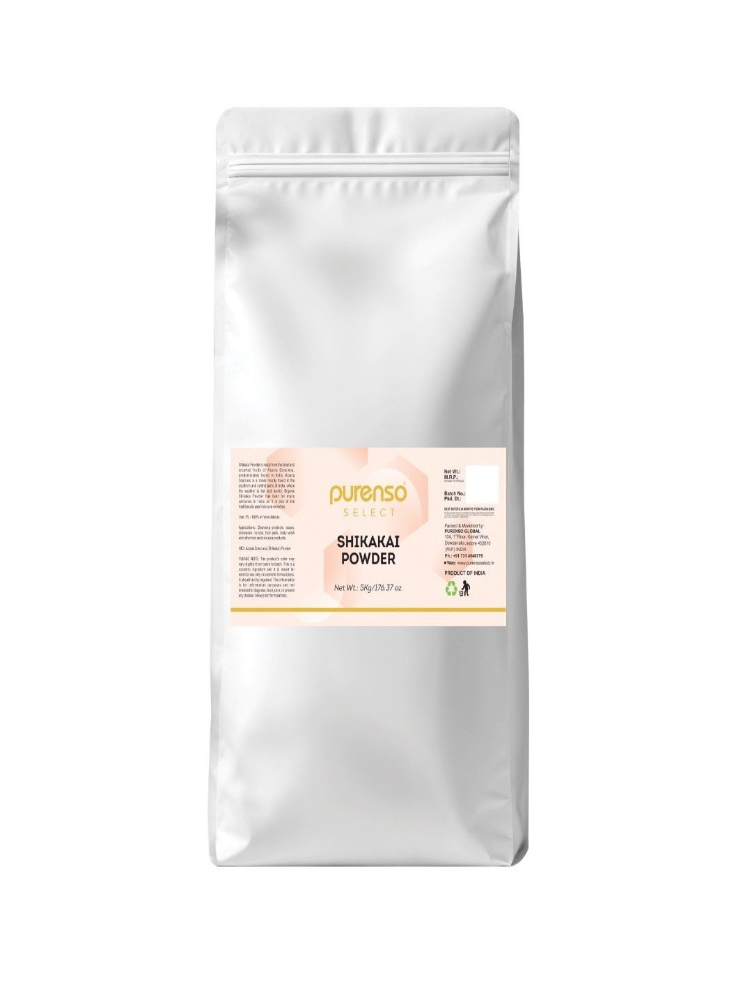 Purenso Shikakai Powder For Moisturizer Smooth And Shiny Hair -5 Kg