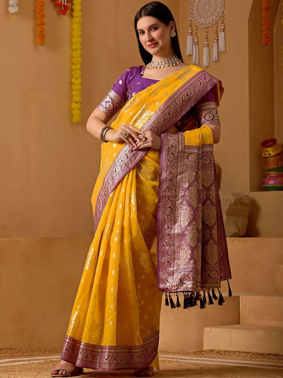 saretramall Ethnic Motifs Woven Design Zari Kanjeevaram Saree