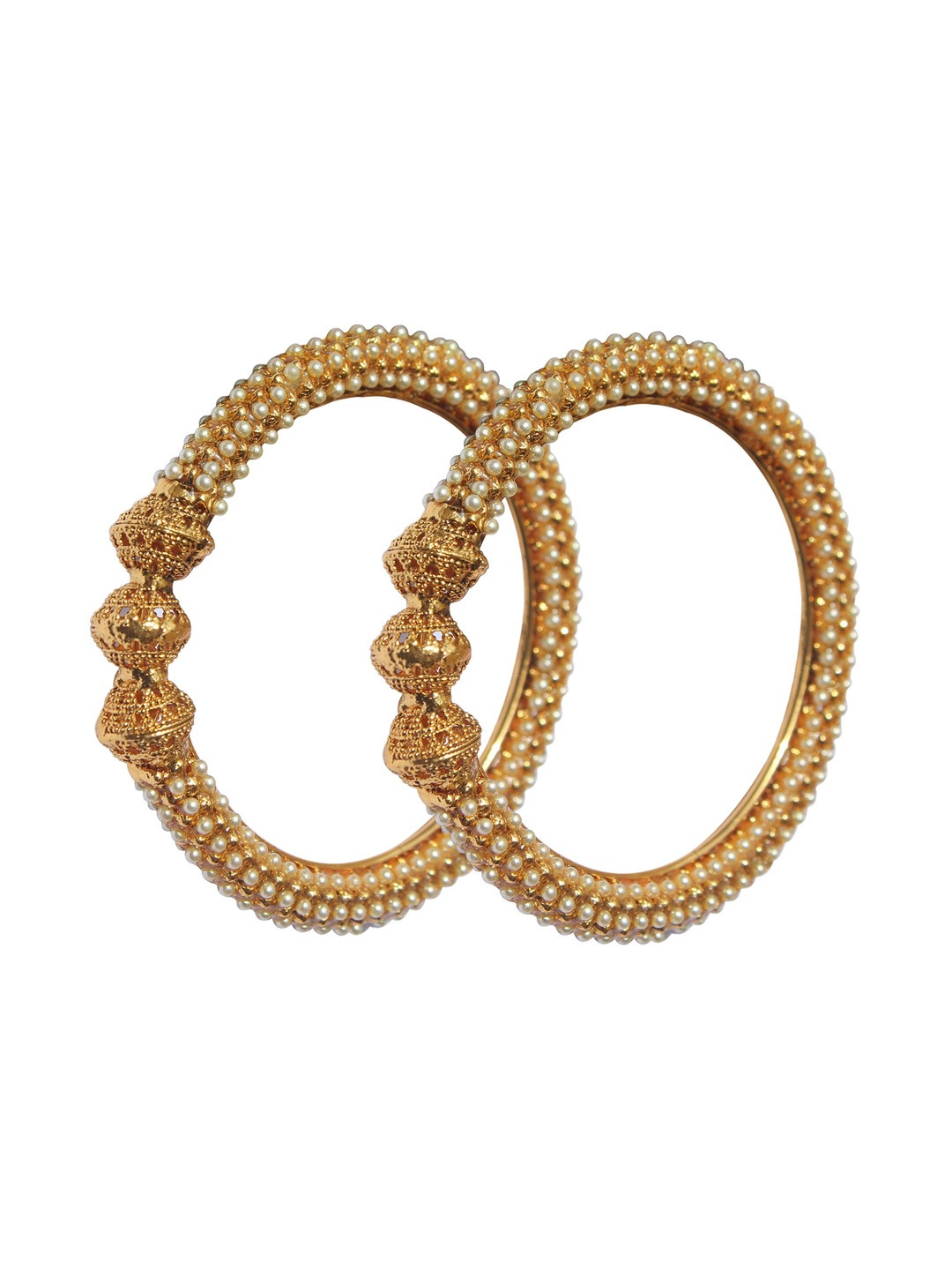 Shiv Jewels Set Of 2 Gold-Plated Polki Bangles