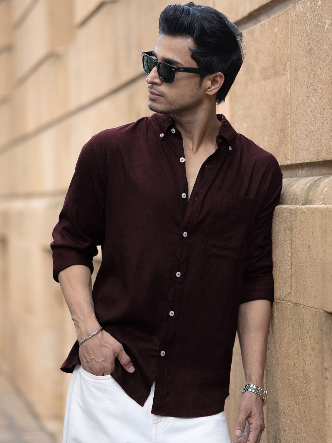 Powerlook Button-Down Collar Long Sleeves Shirt