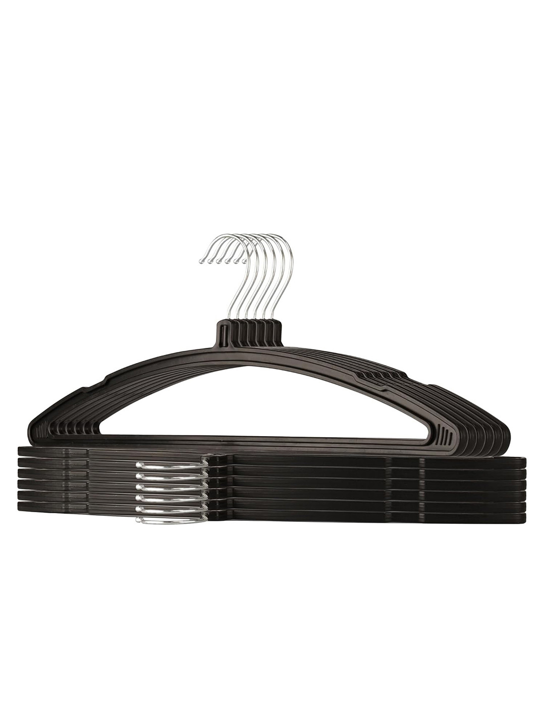 Kuber Industries Pack Of 12 Black Solid Plastic Hangers