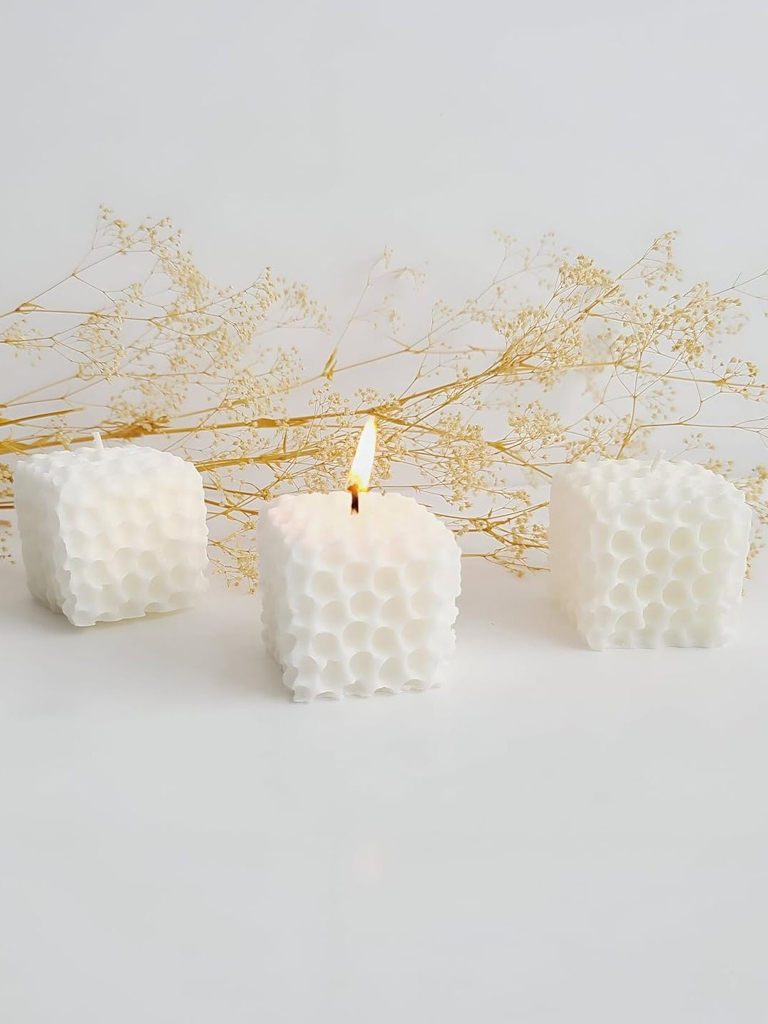 atorakushon 3 Pieces White Honeycomb Scented Soy Wax Candles