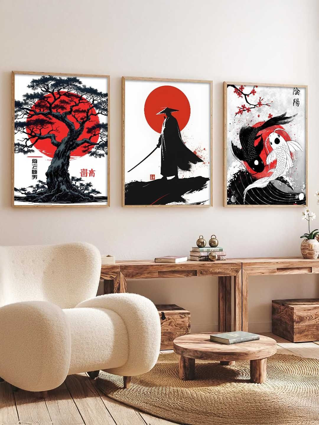 Kotart 3 Pieces Japanese Printed Wooden Wall Arts