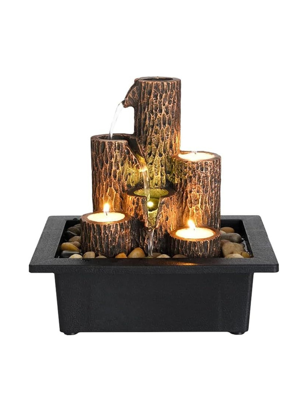 THE SACRED GIFTS Brown & Black Textured Polyresin Waterfall Fountain
