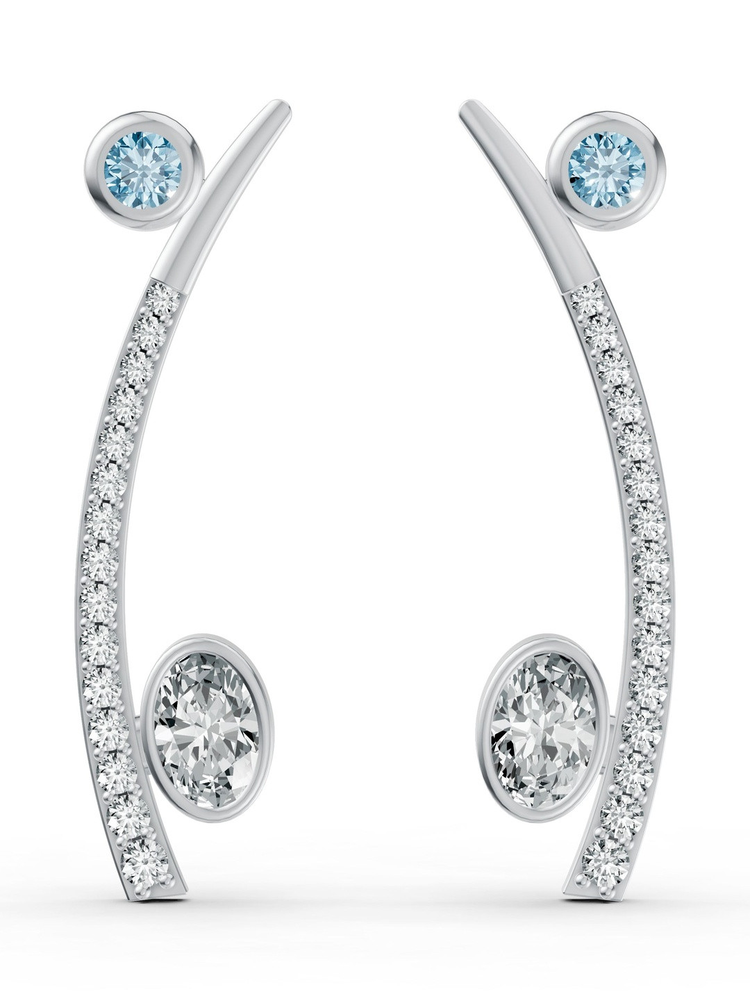 Wondr Diamonds Women 14KT White Gold Lab Grown Diamond & Sapphire Earrings - 3.44g