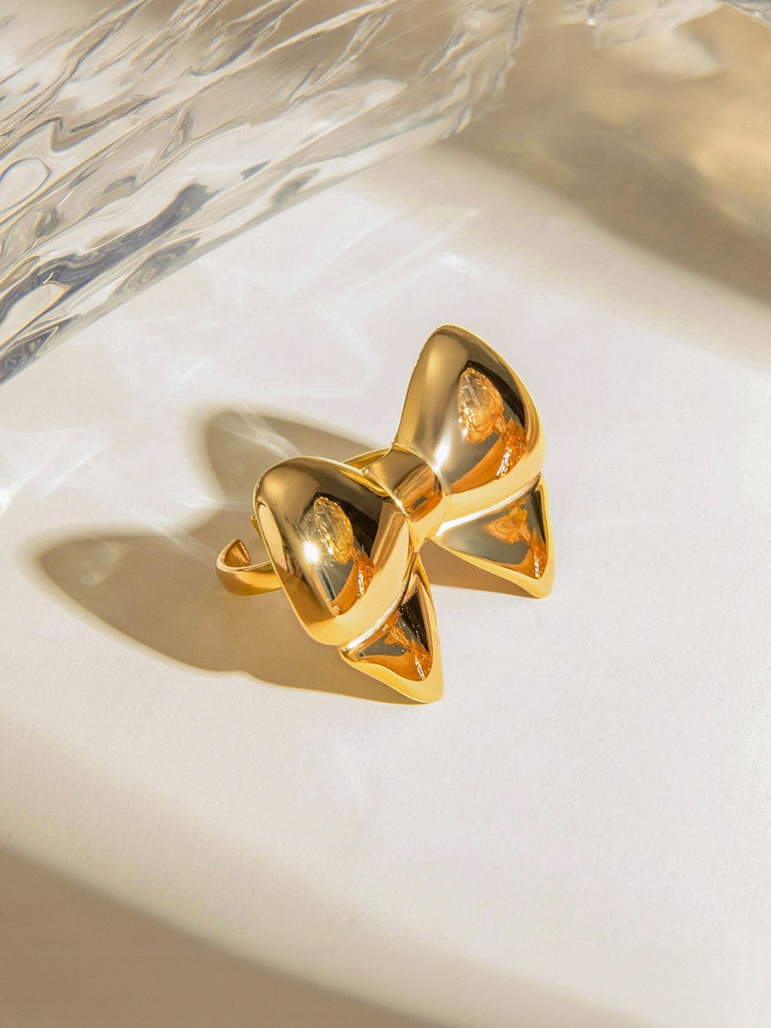 Just Lil Things Stainless Steel Smooth Bow Open Ring