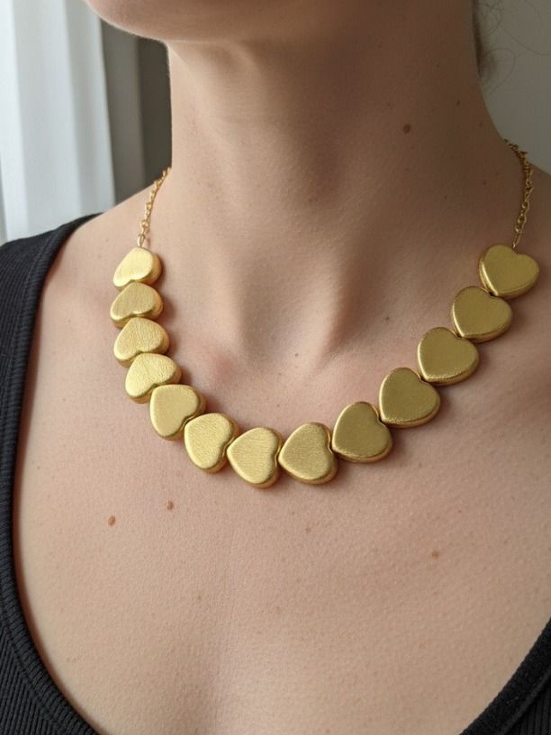 Chic Laddies Gold-Plated Heart Beaded Statement Necklace