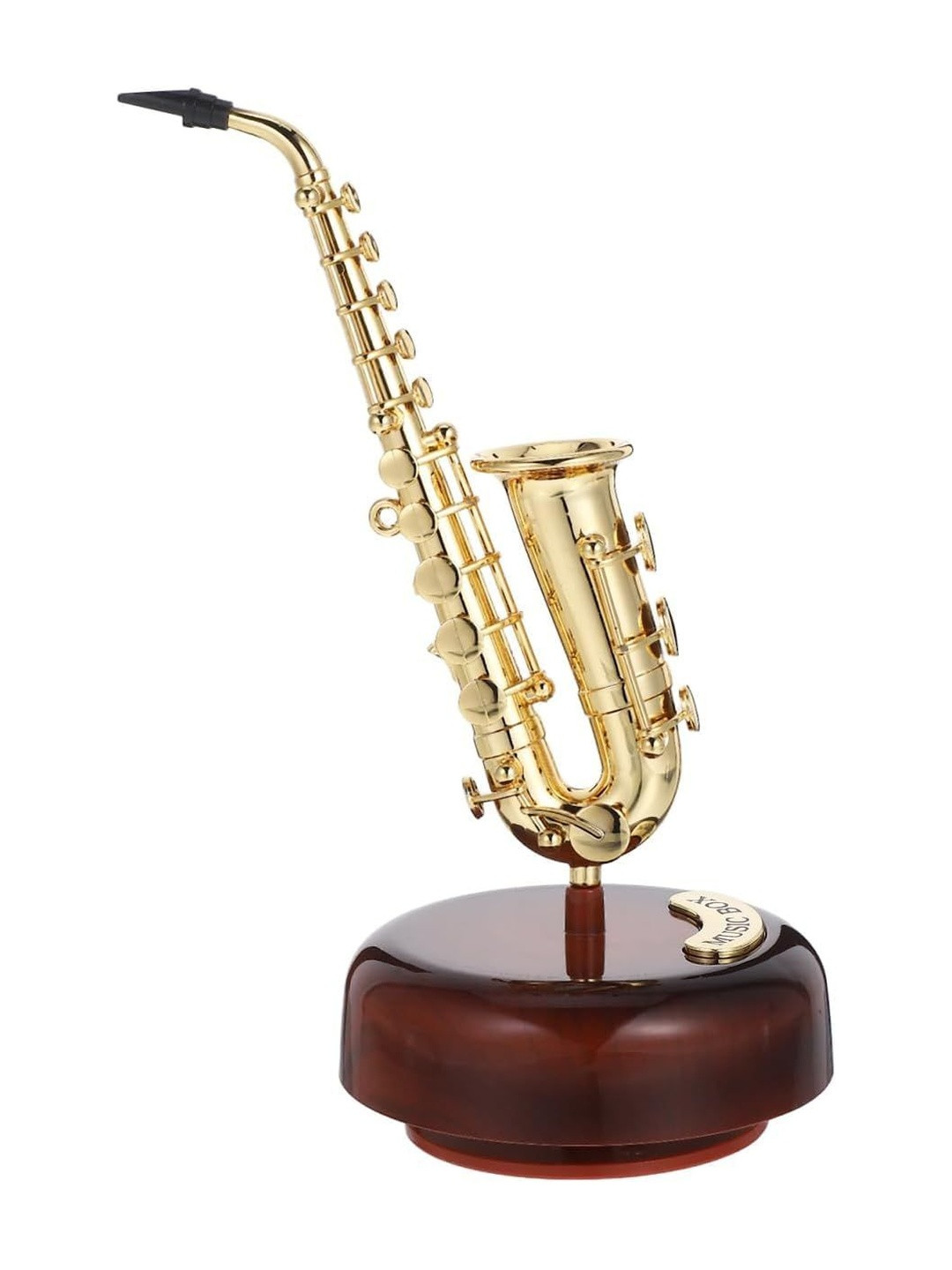 AUGEN Brown & Gold-Toned Saxophone Music Box Wooden Showpiece