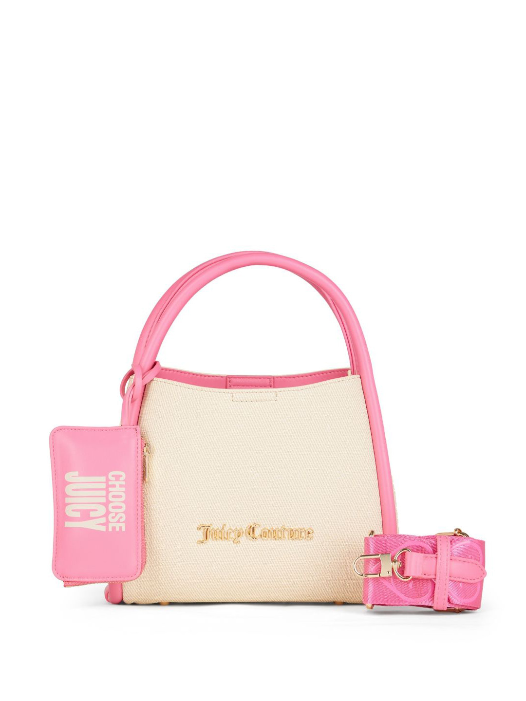 Juicy Couture Trinity Talk Women Textured Baguette Zip Detail Satchel Bag with Pouch