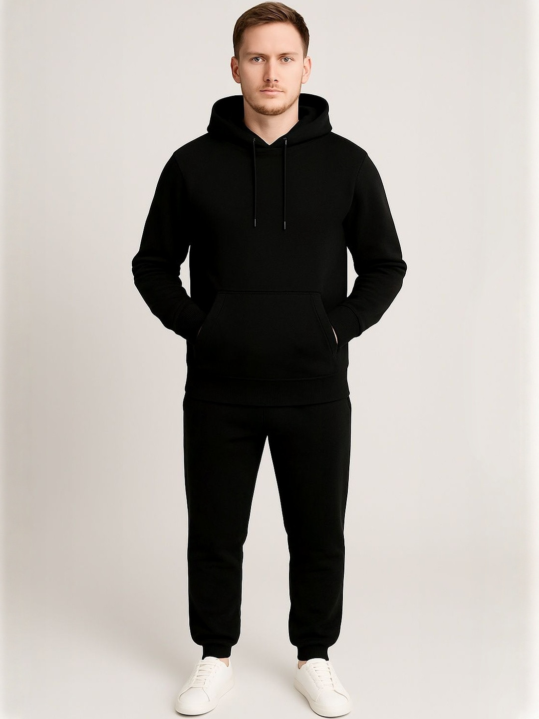 ULLAS Men Solid Hooded Mid-Rise Long Sleeve Tracksuit