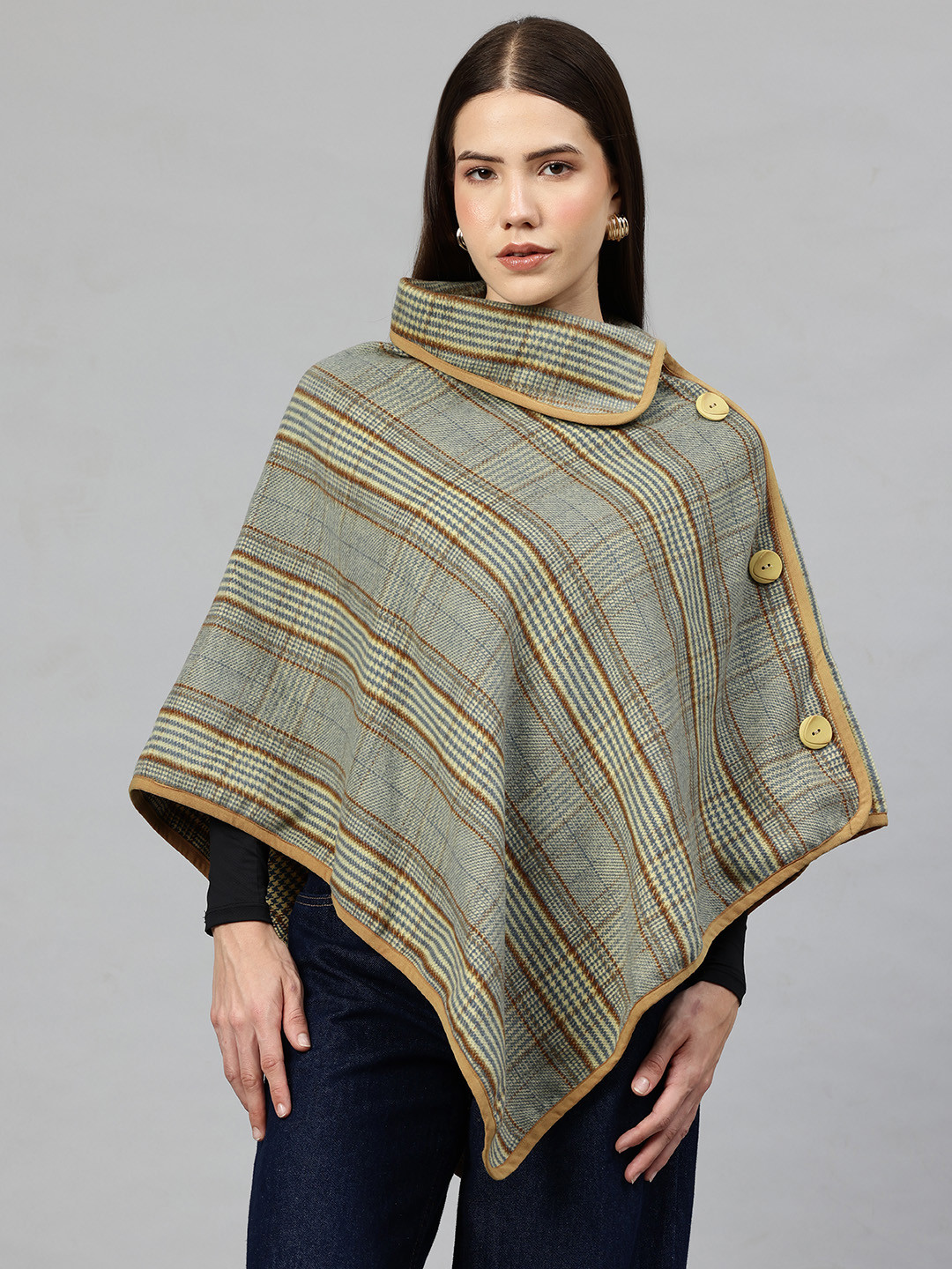 Pierre Carlo Checked Poncho