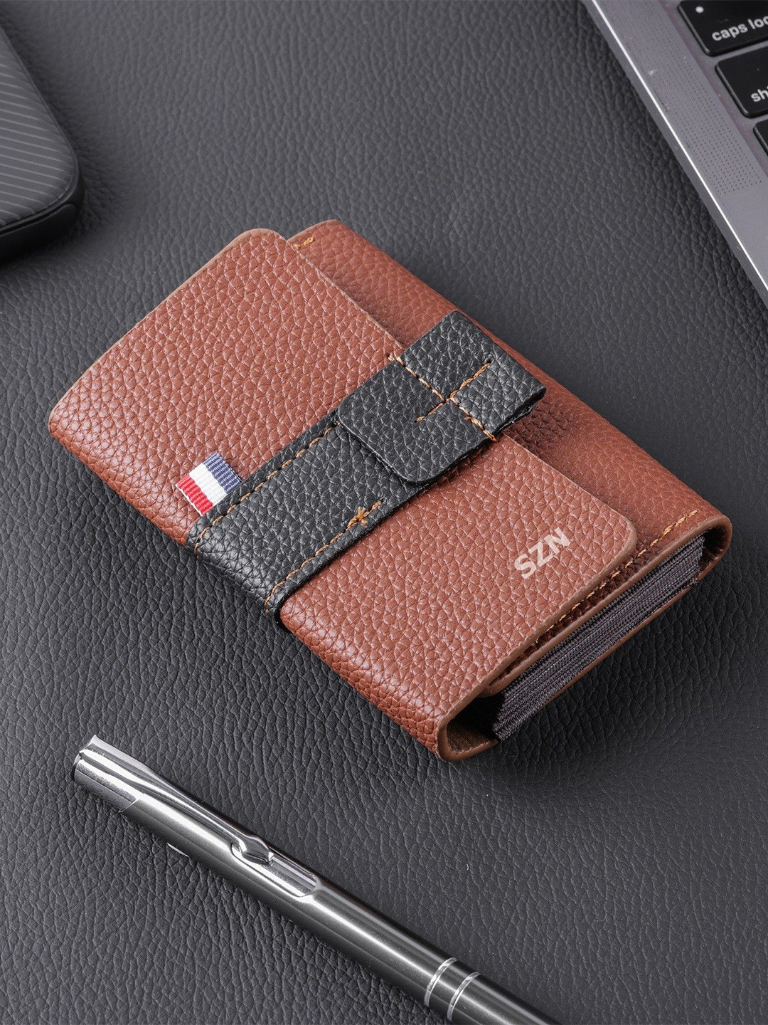 SZN 9 Slots RFID Protected Card Holder & 2 Money Pocket Case Wallet