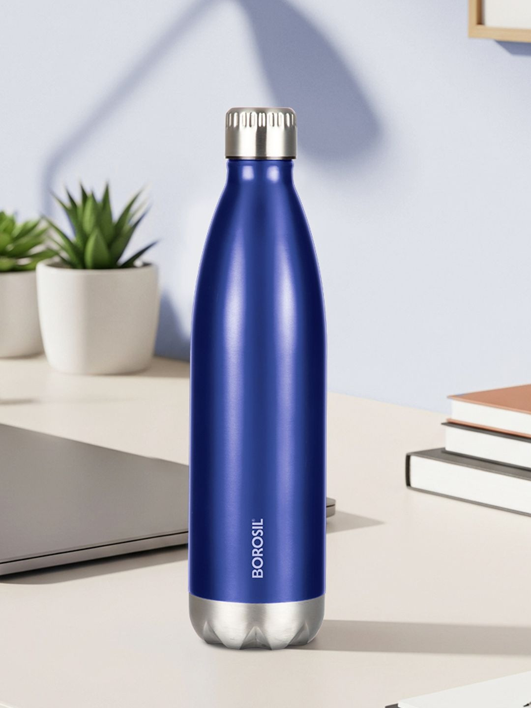 BOROSIL Bolt Blue Stainless Steel Double Wall Vacuum Flask Water Bottle 500 ml