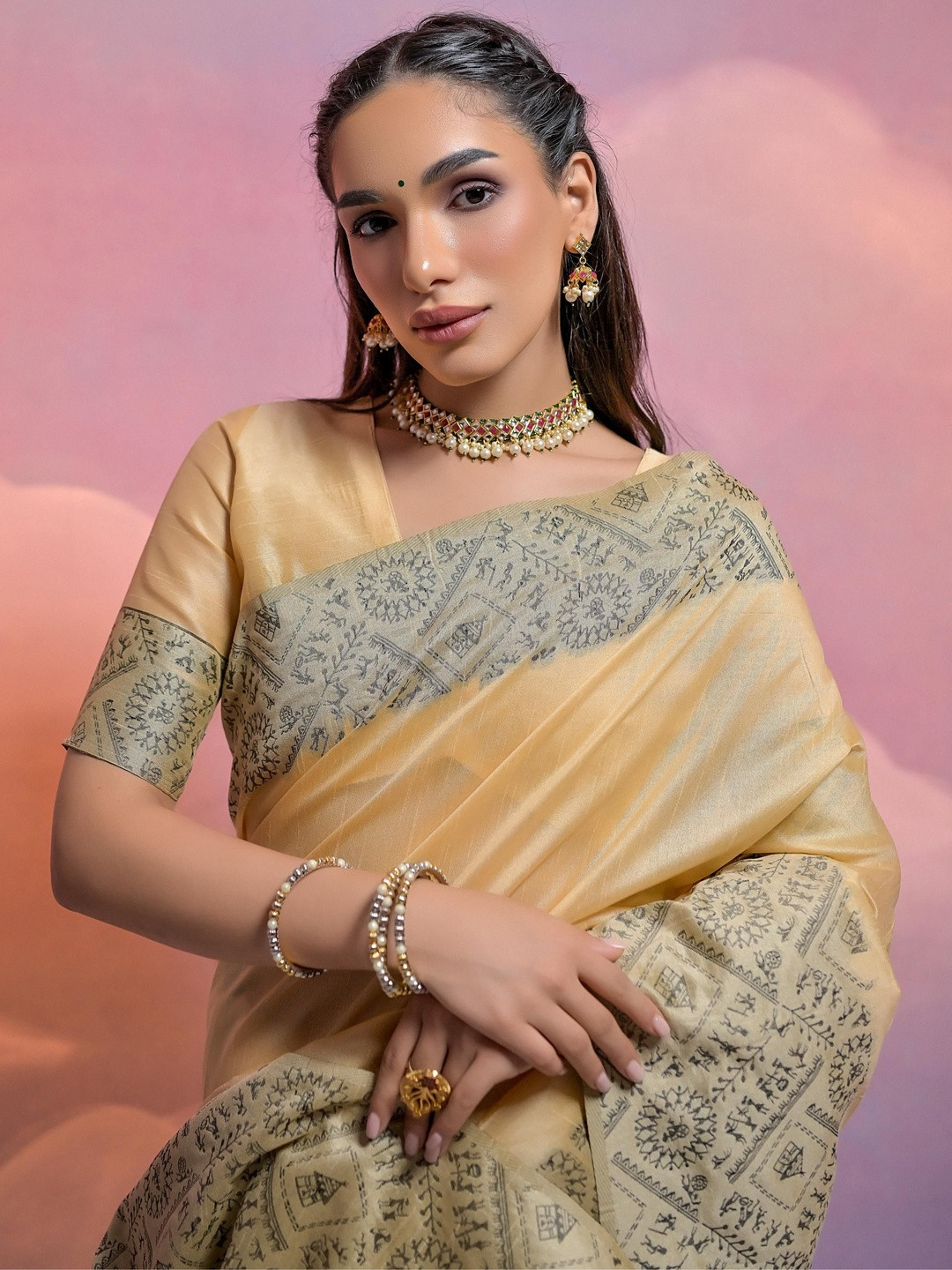 bansari textiles Woven Design Zari Pure Cotton Handloom Banarasi Saree with a Blouse Piece