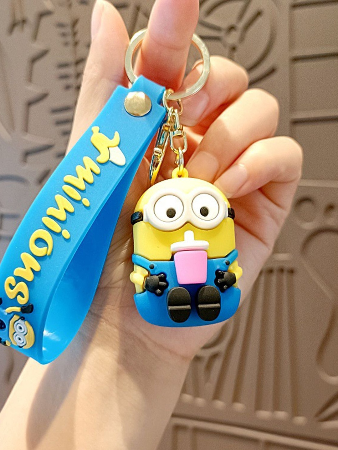 Spiaty Unisex 3D Mini Minions Cartoon Key Chain