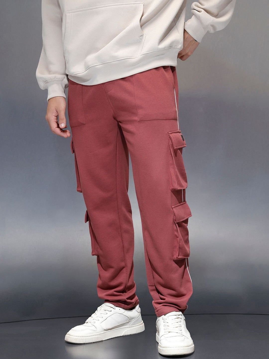 WROGN Men Relaxed-Fit Cargo Track Pants