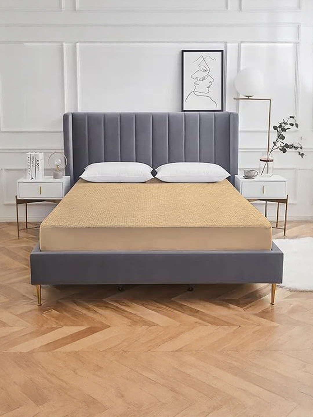 Anadhika Beige King Size Waterproof Mattress Protector