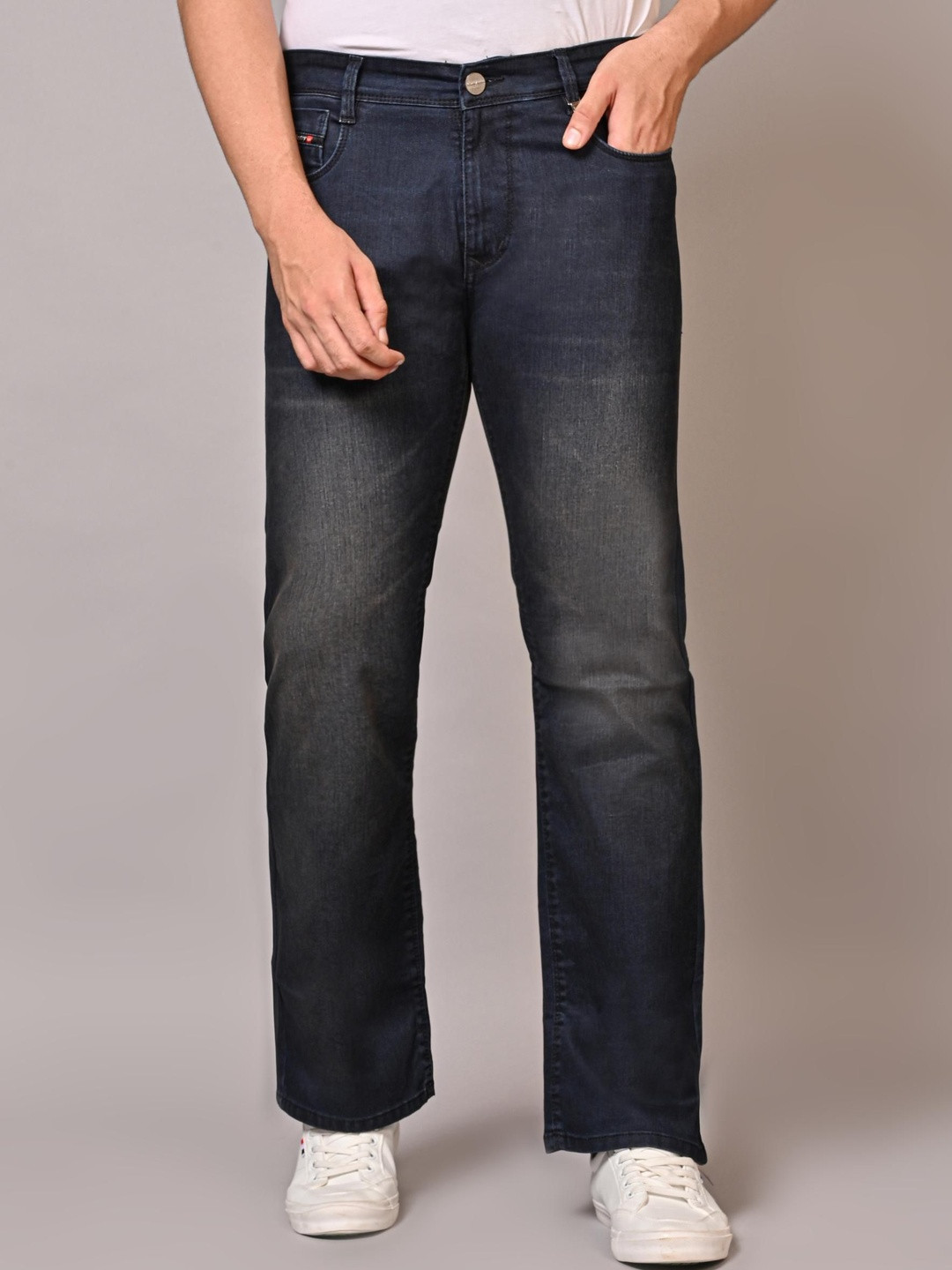 WHITE APPLE JNS Men Bootcut Mid-Rise Light Fade Stretchable Jeans