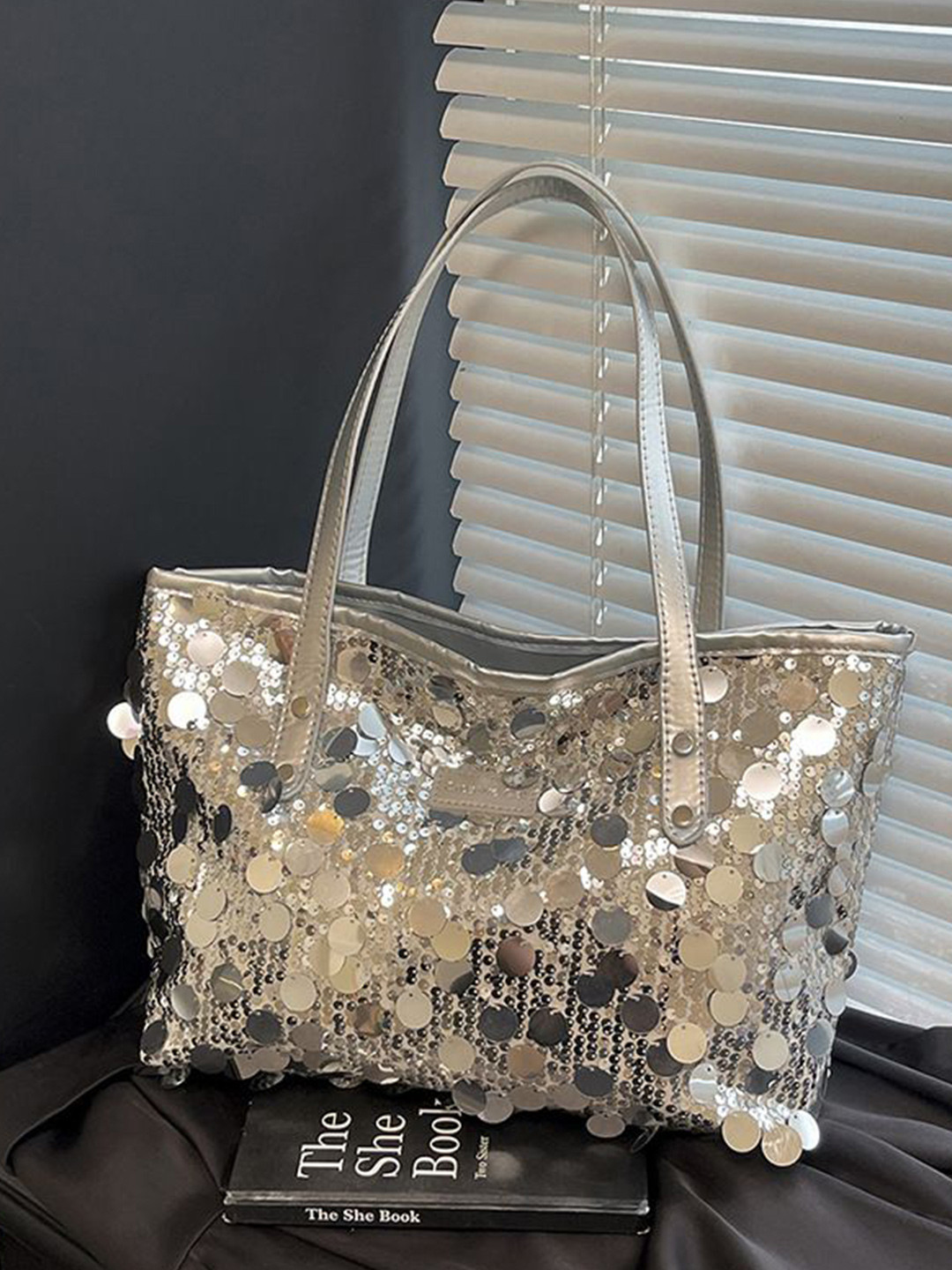 StyleCast x Revolte Embellished Two Handles Oversized Bucket Tote Bag