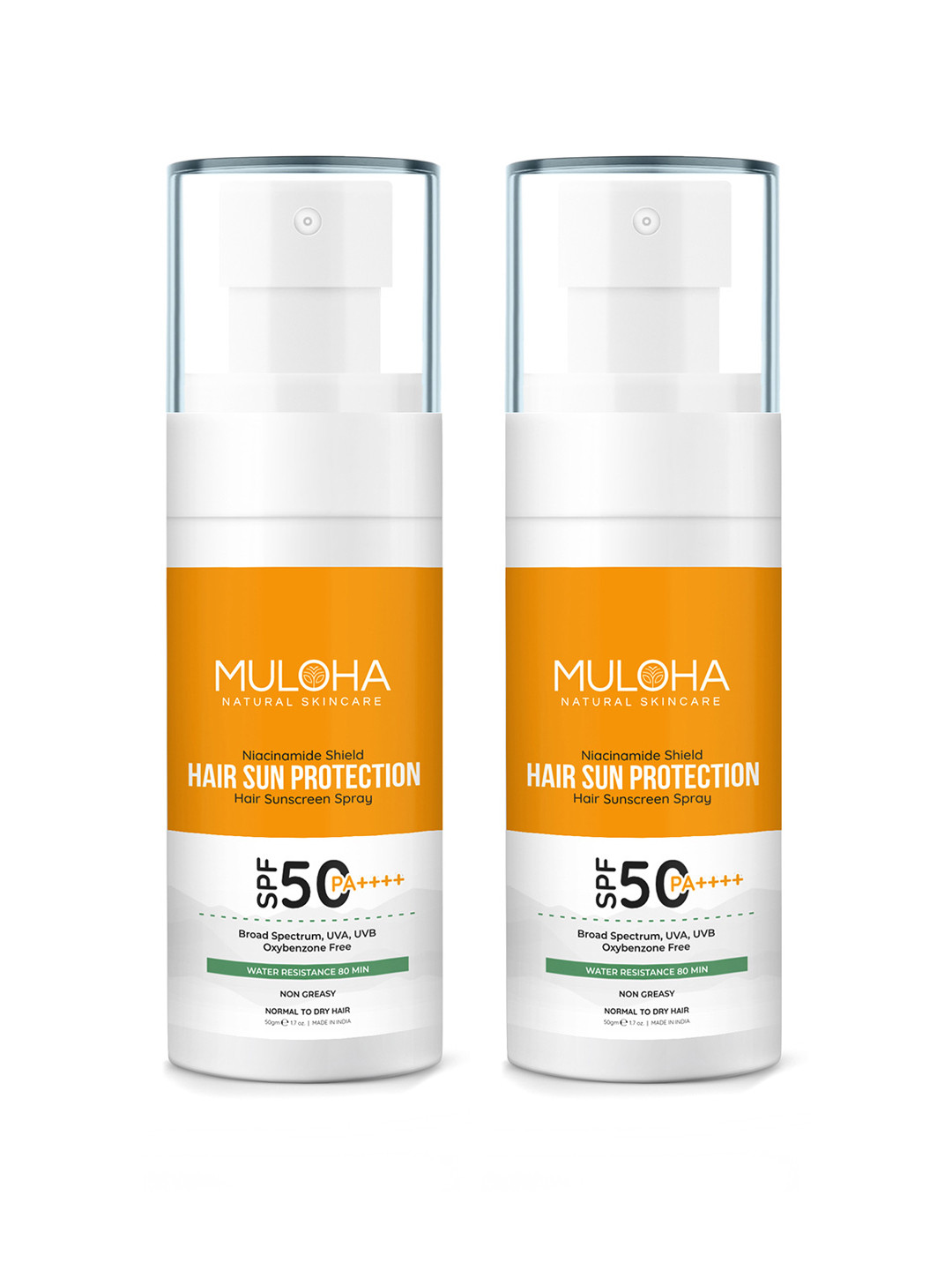 MULOHA Set Of 2 SPF 50 PA++++ Hair Spray For Sun Protection - 50g