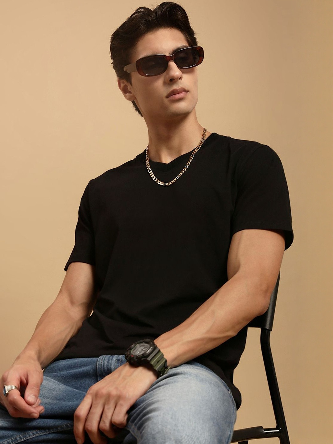 Ecolore Round Neck Short Sleeves Slim Fit T-shirt