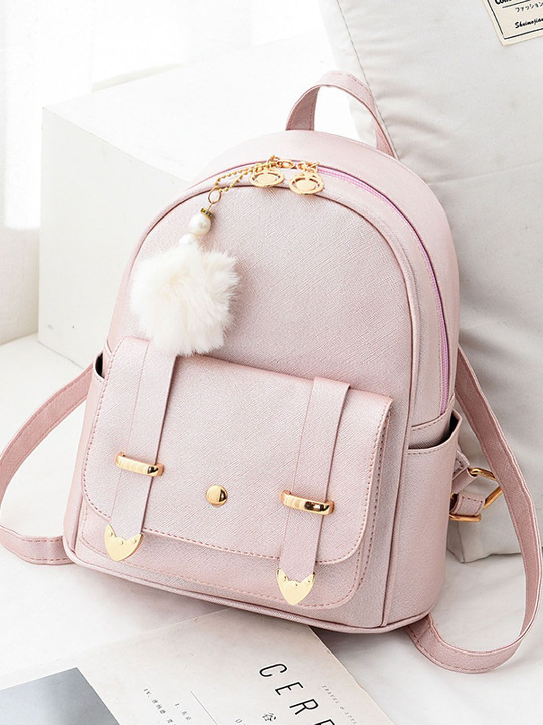 StyleCast Women Medium Backpack With Pom Pom Keychain