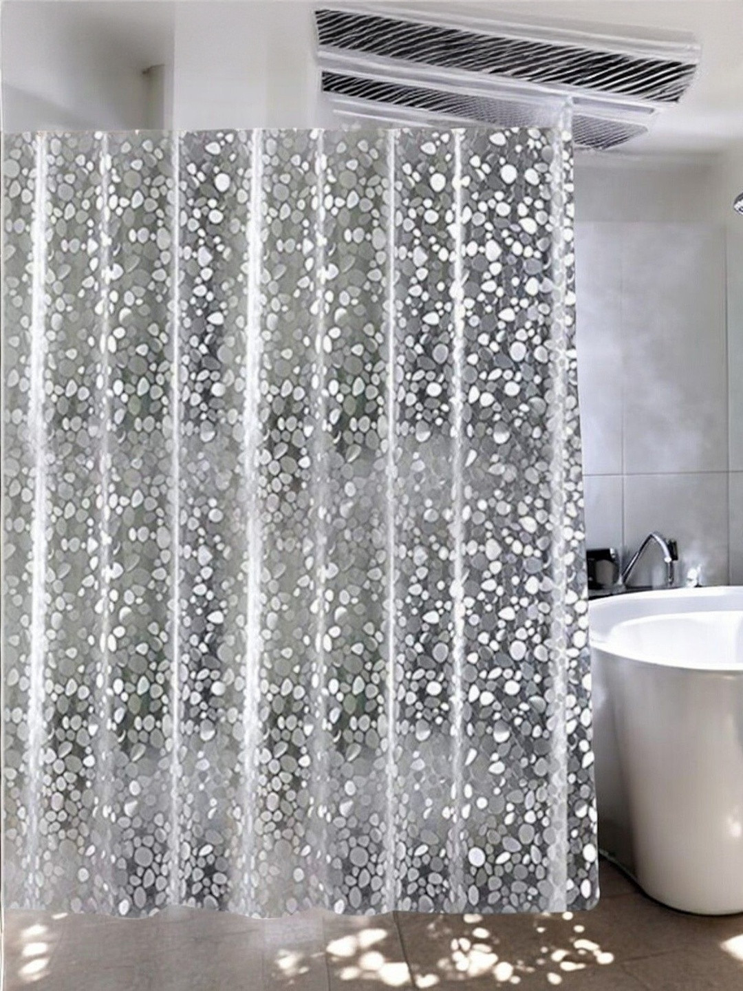 HOME ARK Grey Polyester Window Curtains