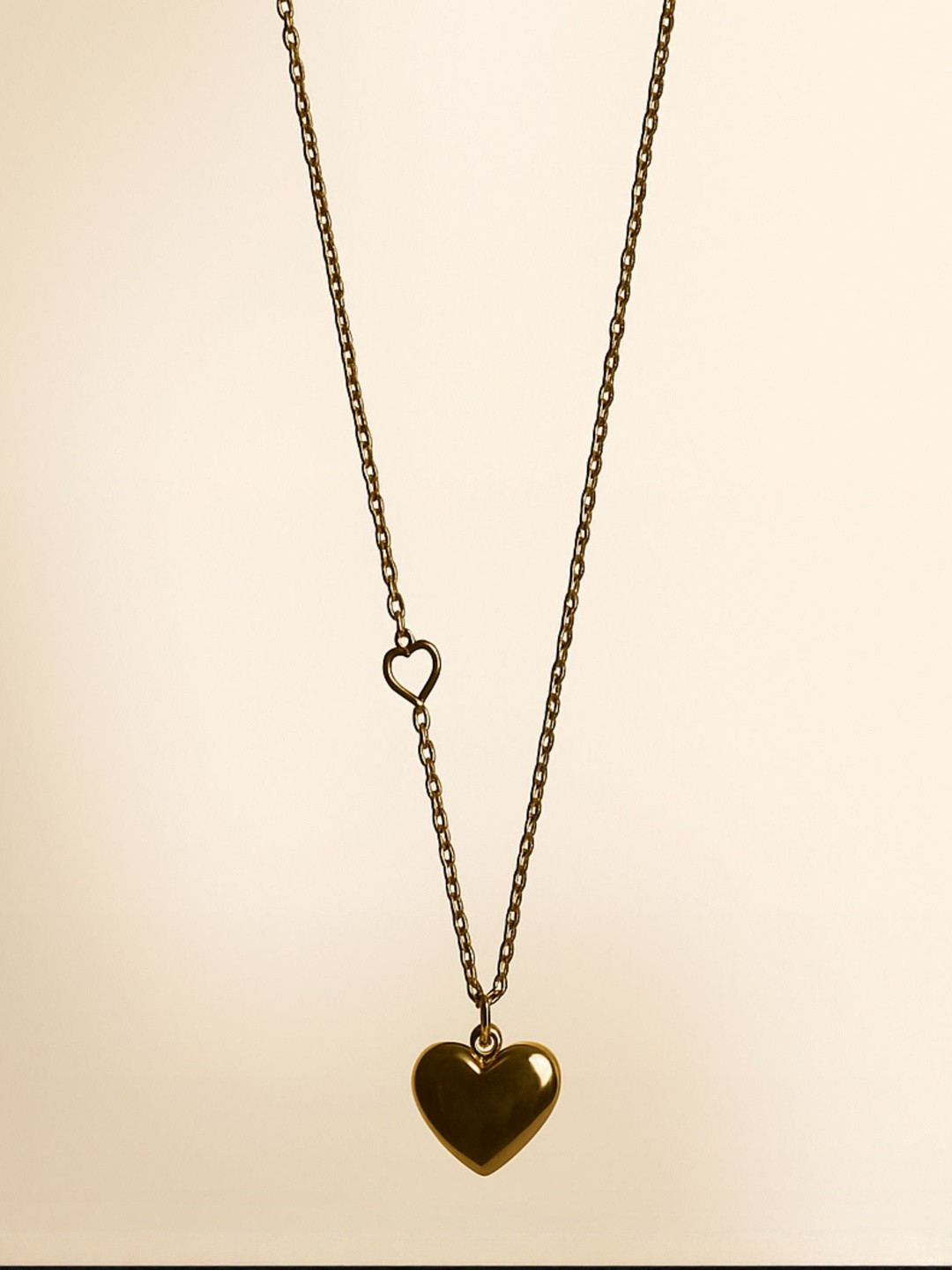 October 22 Stainless Steel 18K Gold-Plated Heart Shaped Pendant With Chain