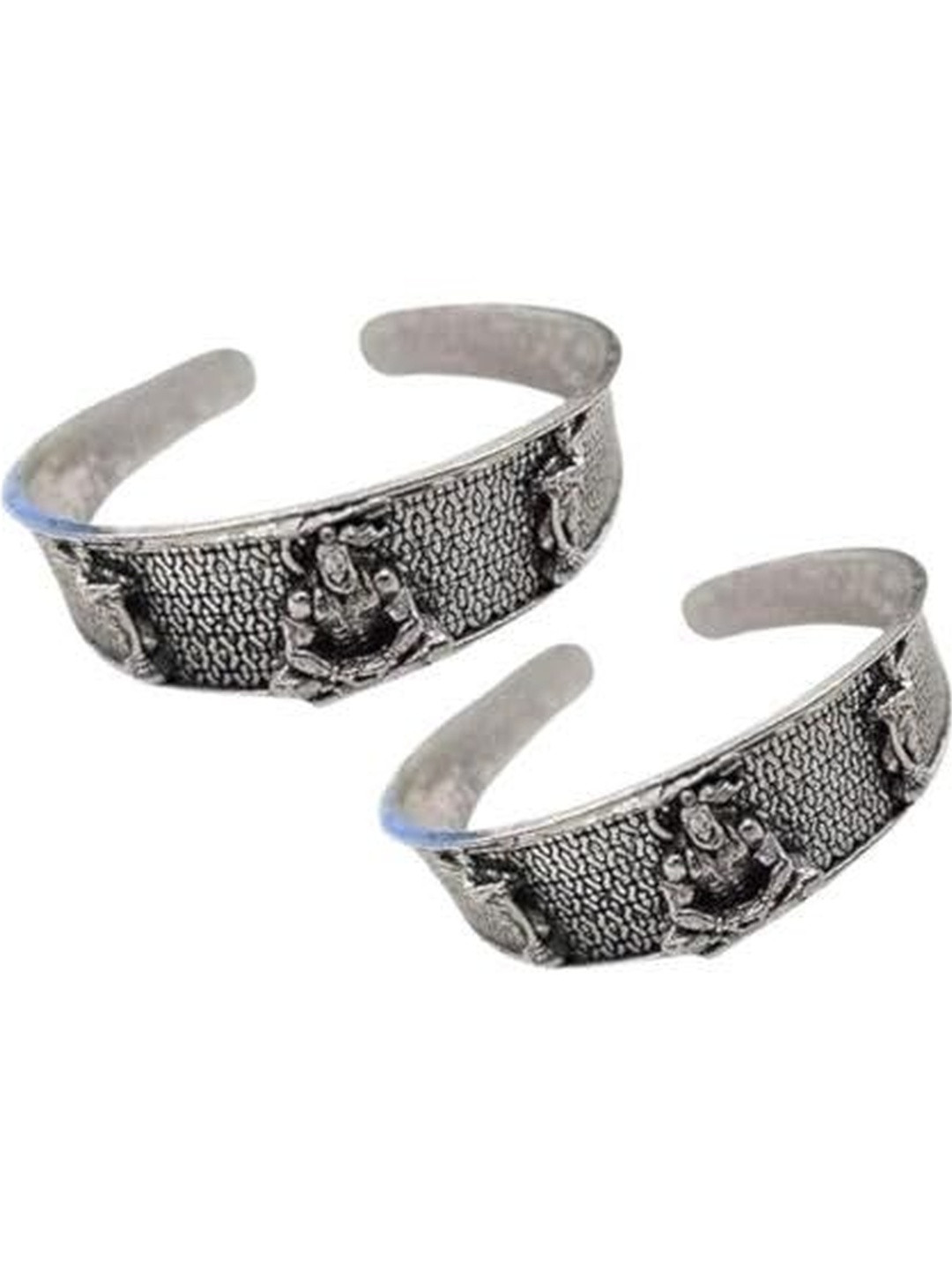 Lovemi Movements Pack of 2 Silver-Plated Lord Hanuman Kada Bracelet
