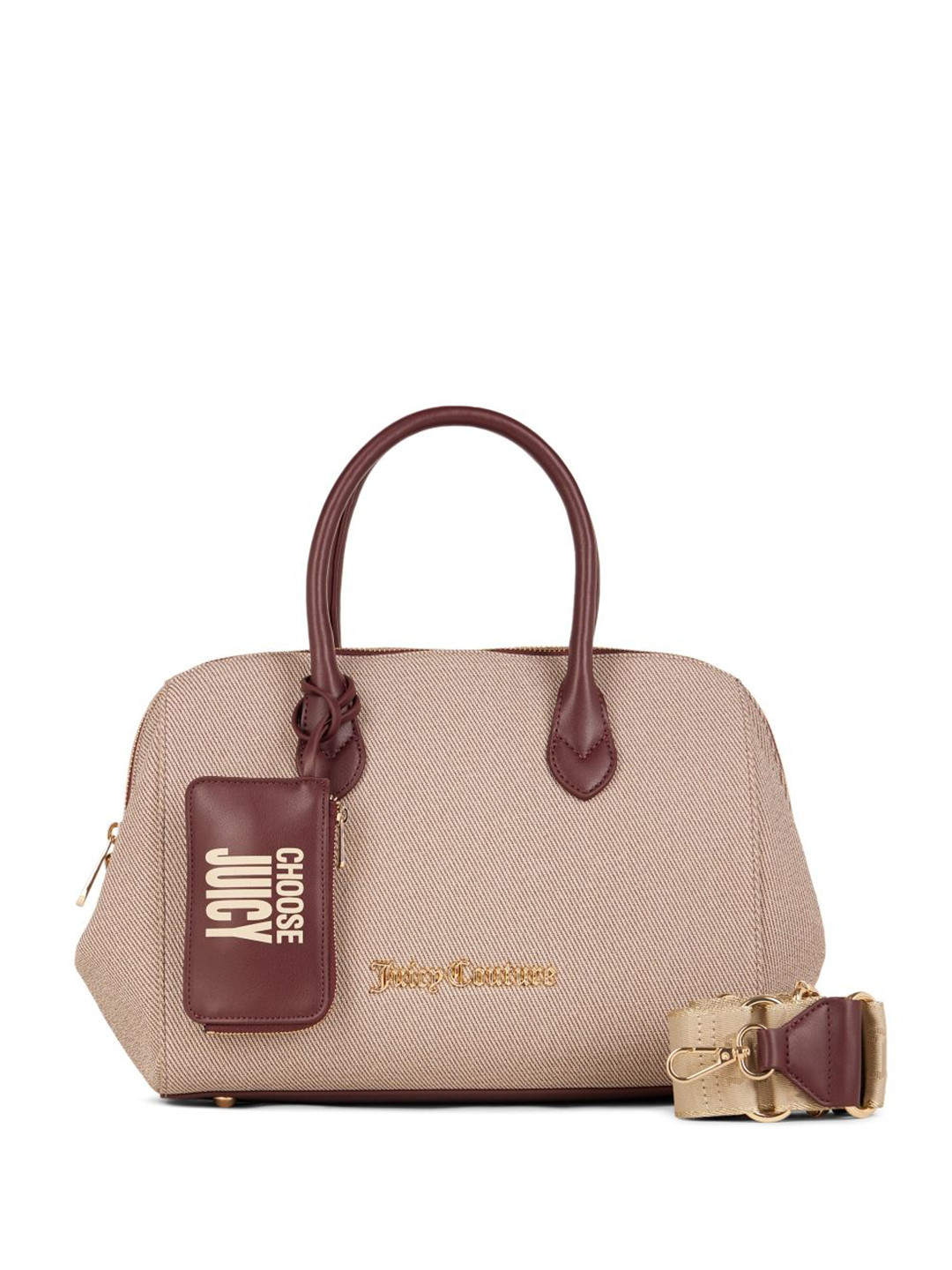 Juicy Couture Trinity Talk Women Textured Structured Buckle Detail Handheld Bag with Pouch