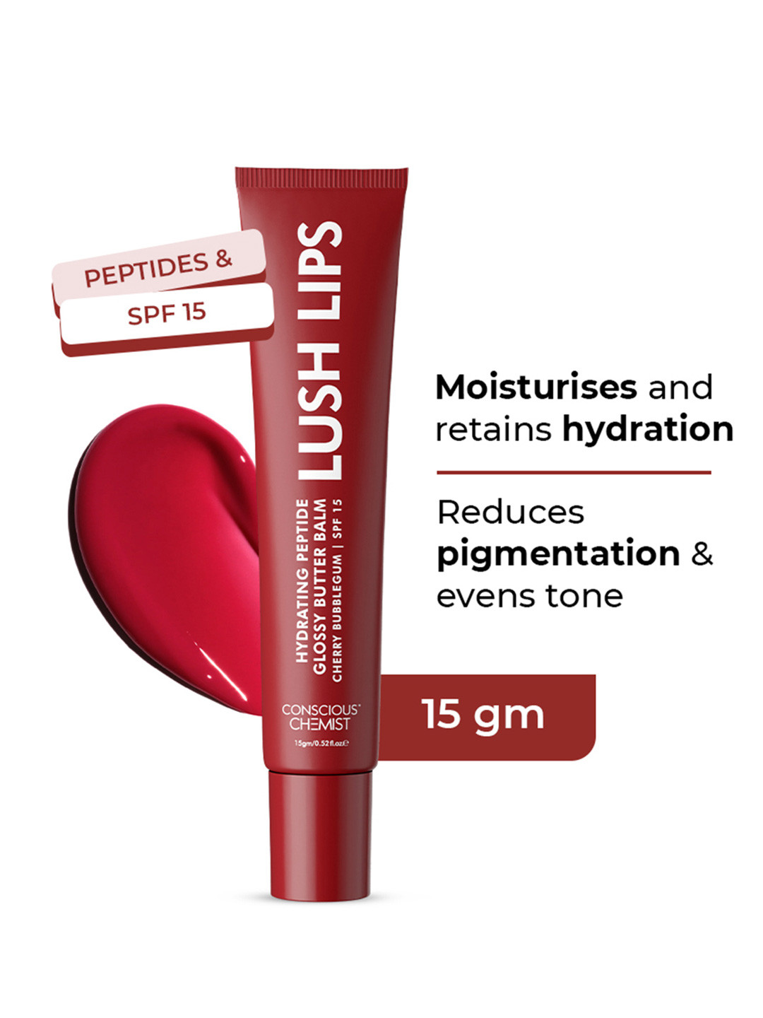 Conscious Chemist Multi peptide & Shea Butter Infused Lip Balm - Cherry Bubblegum