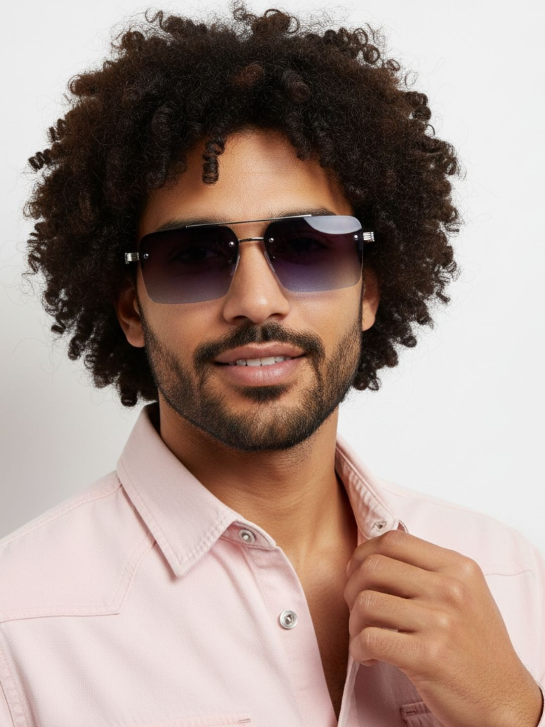 goglassic Unisex Rectangle Sunglasses with UV Protected Lens 2349-BLACK-BLUE-GR