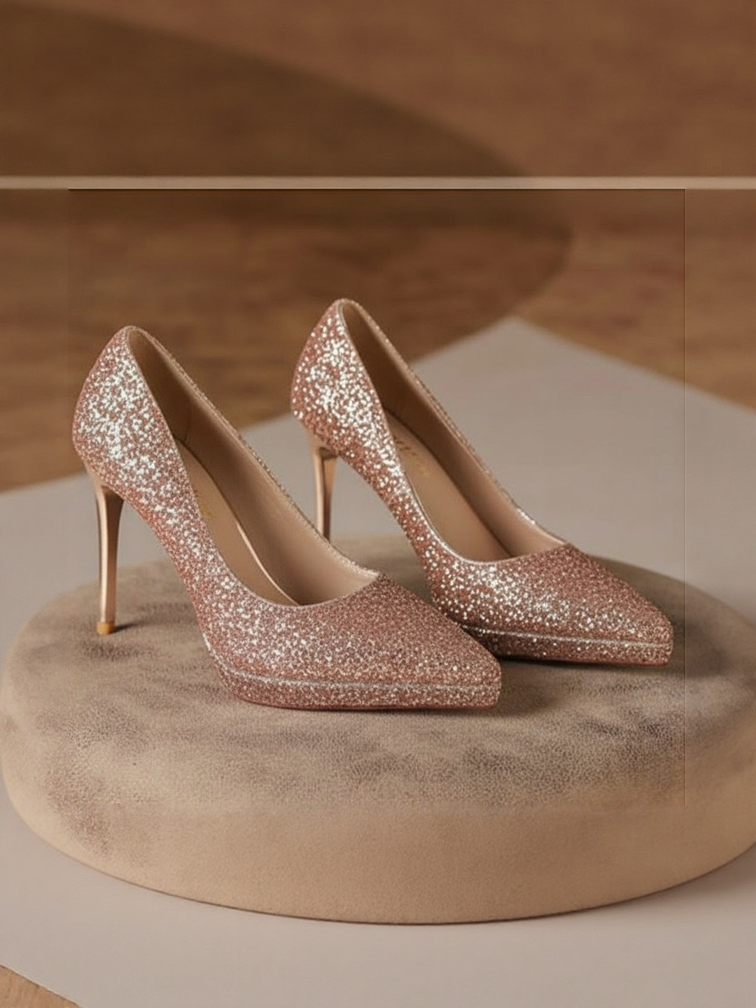 Ozzaro Embellished Closed Back Pointed Toe Stiletto Pumps