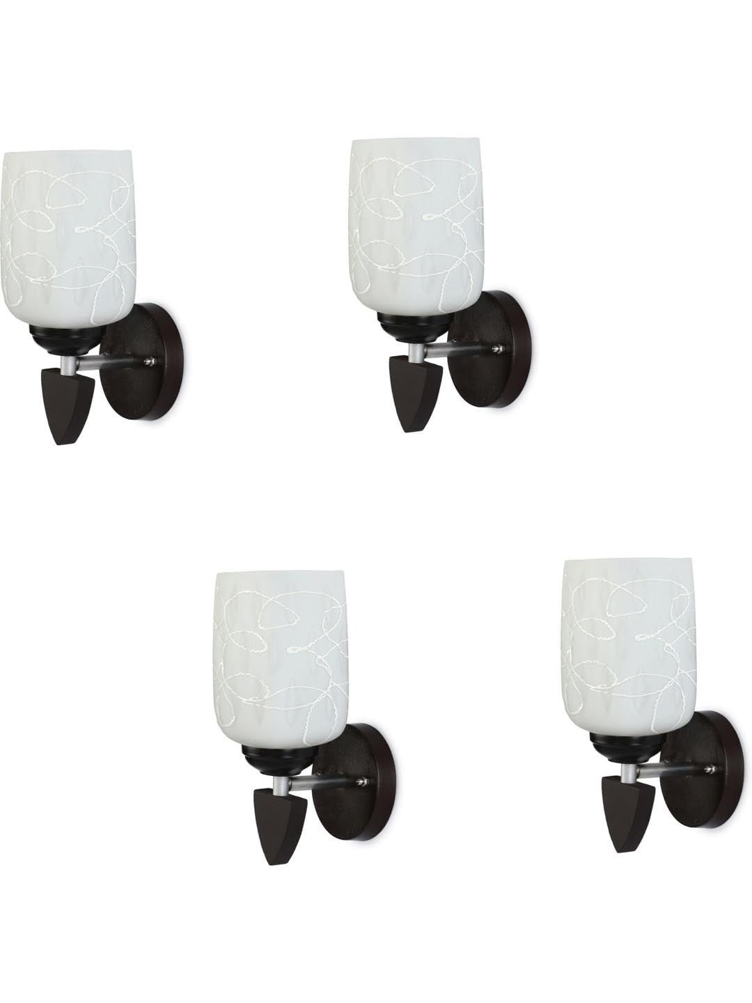 SOMIL White & Off White Set of 4 Printed Cylinder Shaped Wall Lamp