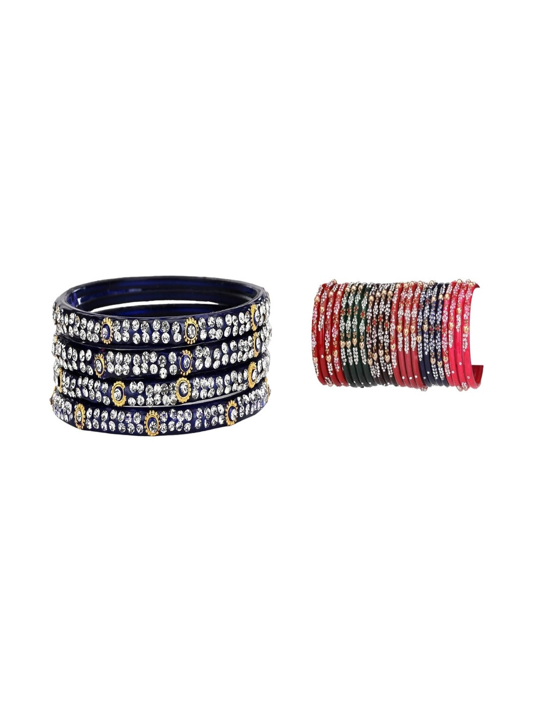 SOMIL Set of 40 Blue Glass Beads & Stones Bangle