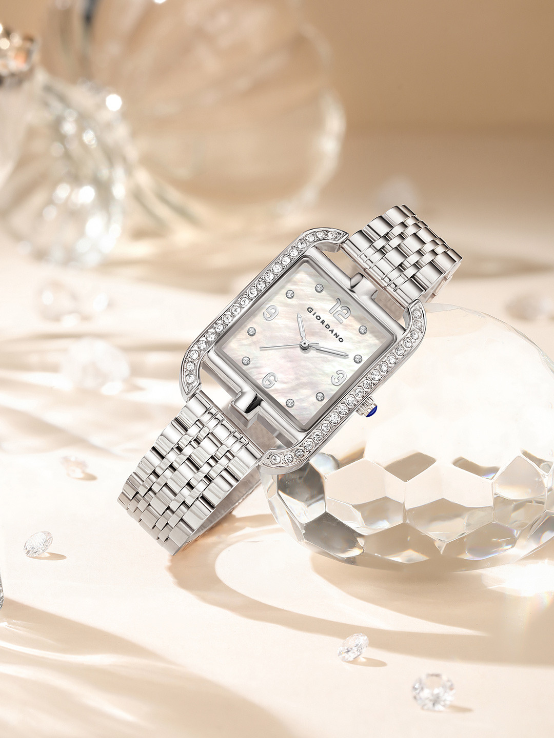 GIORDANO Women Embellished Dial & Stainless Steel Straps Watch GZ-60108-11