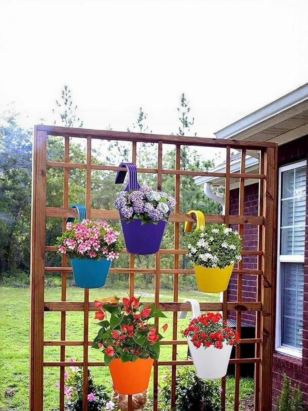 DERVINO Set Of 6 Blue Plastic Planters