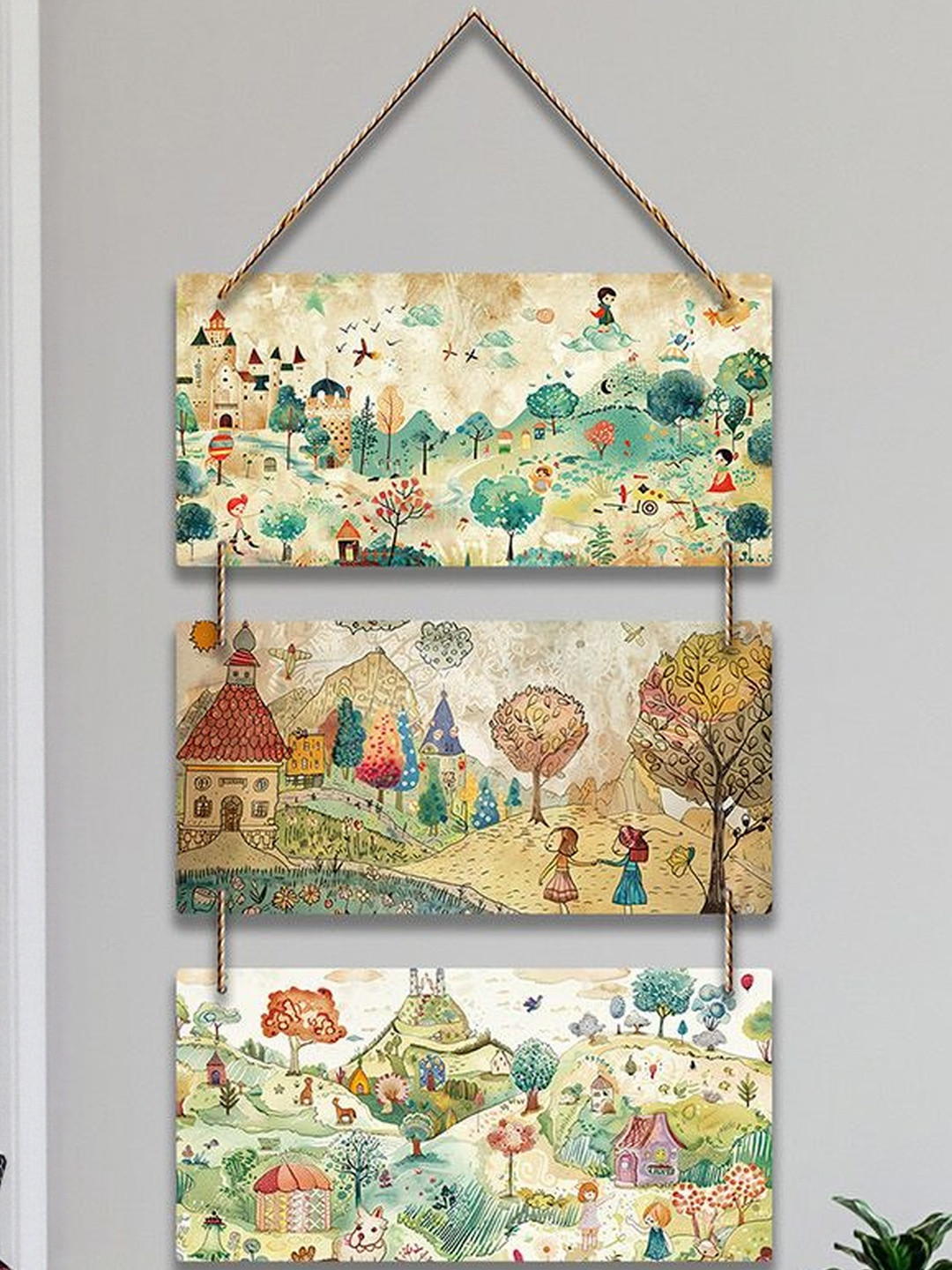 ArtVibes White & Green Modern Wall Decor