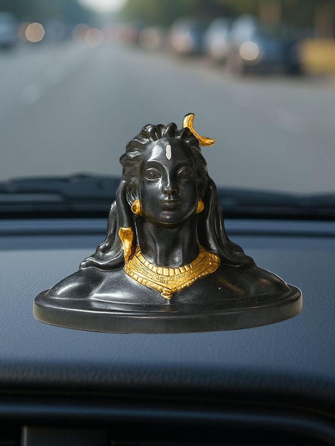 Tiny Shiny Black Lord Adiyogi Idol Showpiece