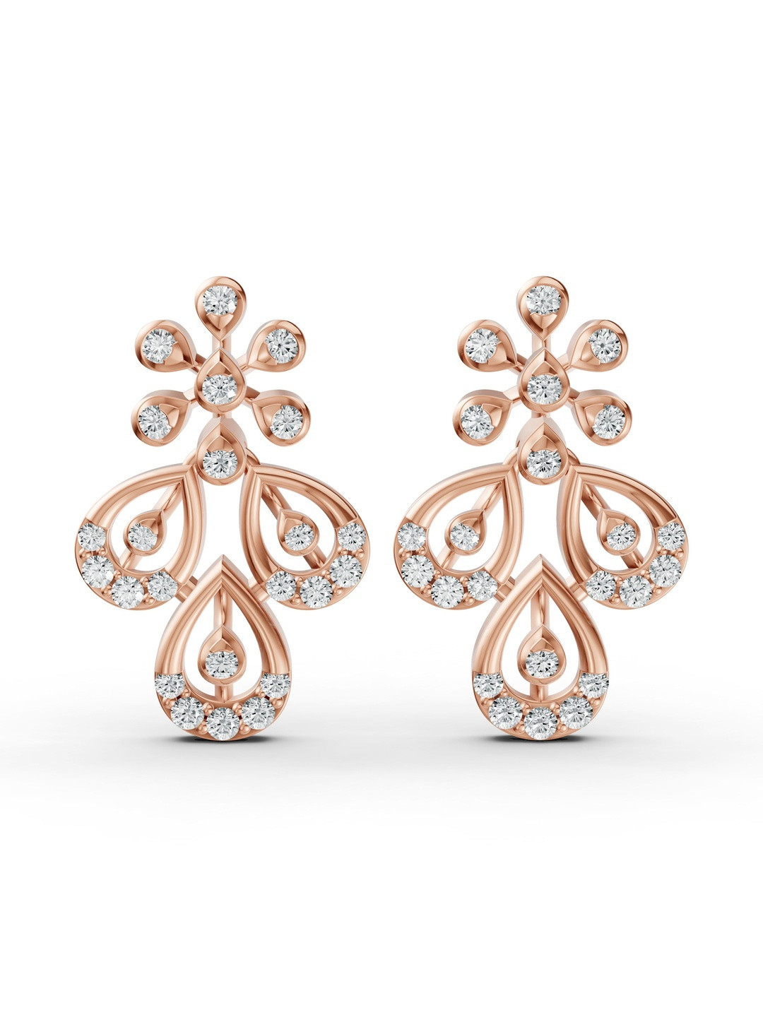 Wondr Diamonds Women 14KT Rose Gold Lab Grown Diamond Earrings - 3.51g