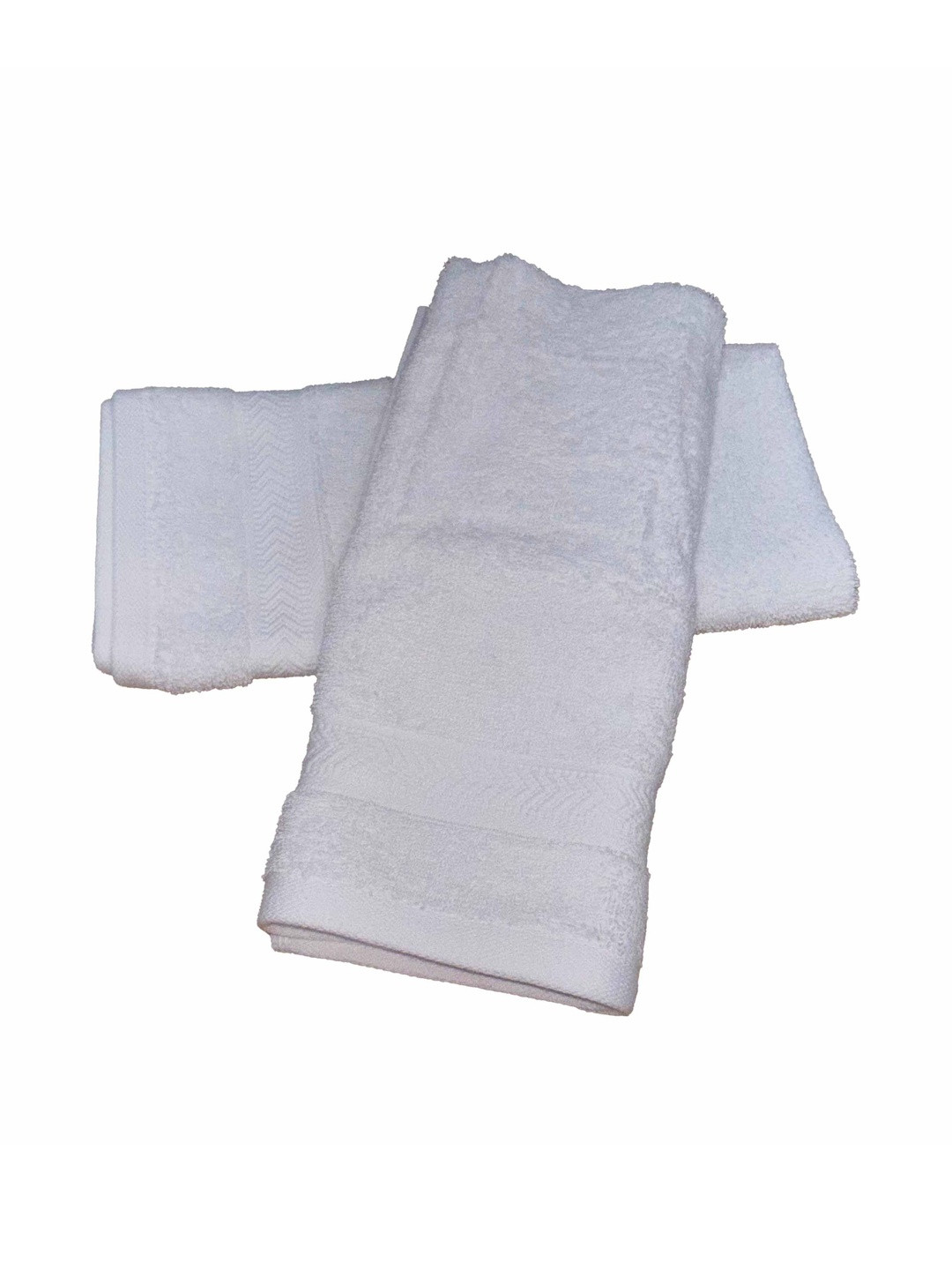 Ackross Pack of 2 White Textured Cotton 450 GSM Hand Towels