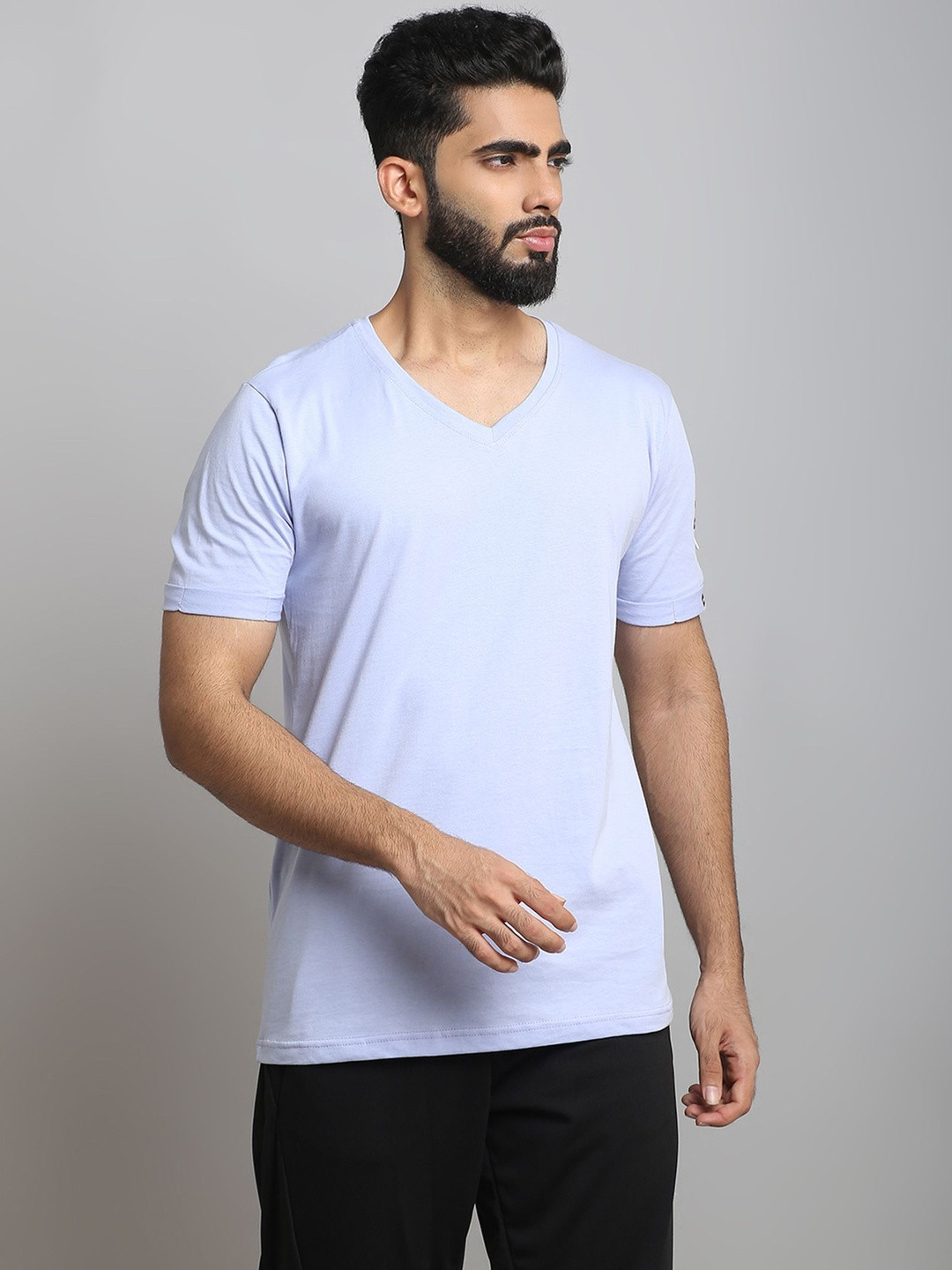 ODCC Men V-Neck Regular Fit Short Sleeves T-shirt With Pocket