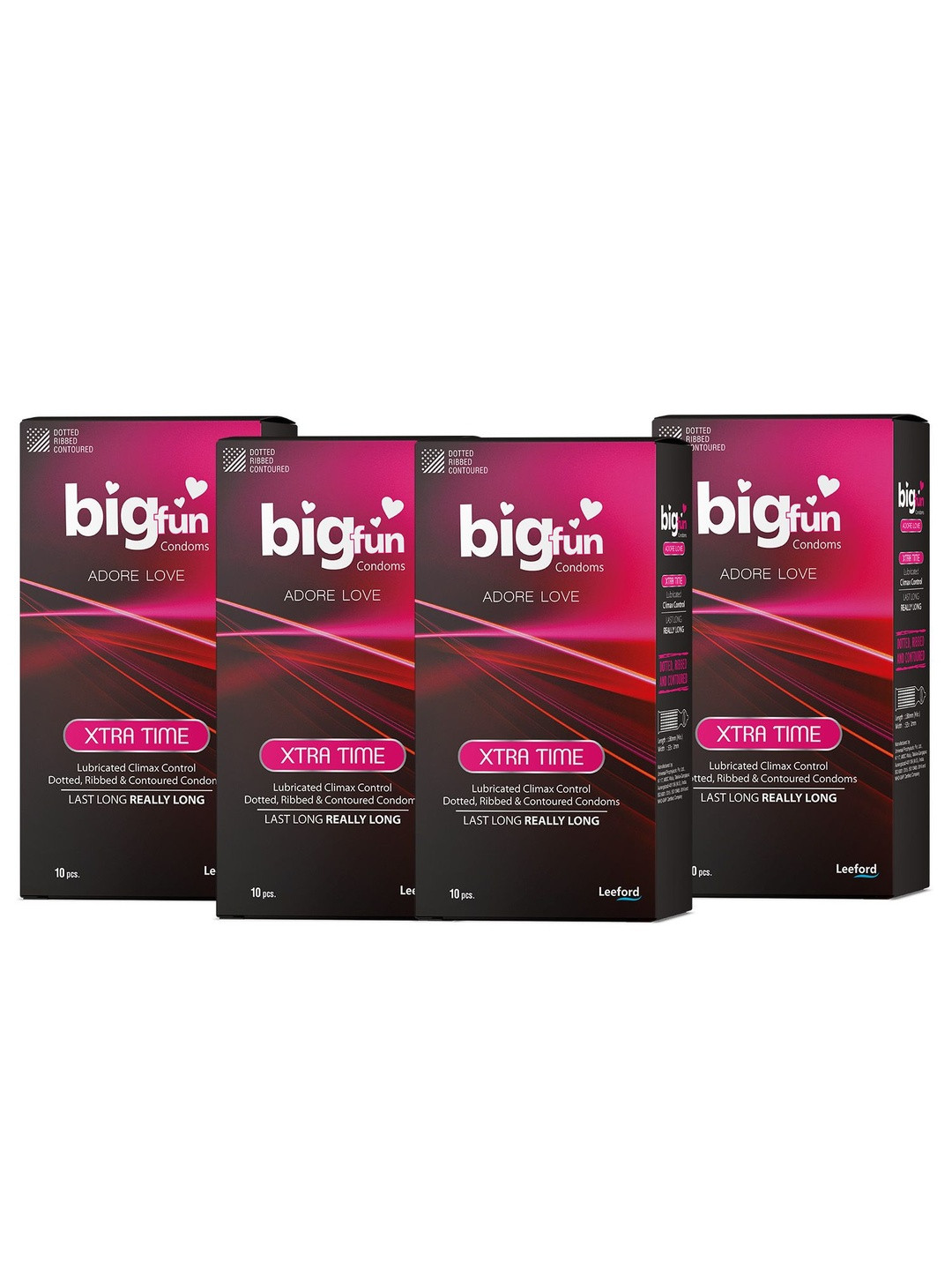 BIGFUN Set Of 4 Xtra Time Climax Control Condoms - 10 Pieces Each