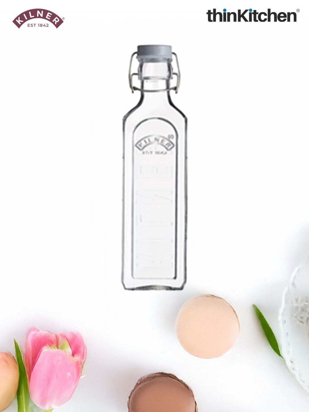 KILNER Transparent Glass Dishwasher Safe Bottle Container - 600ml