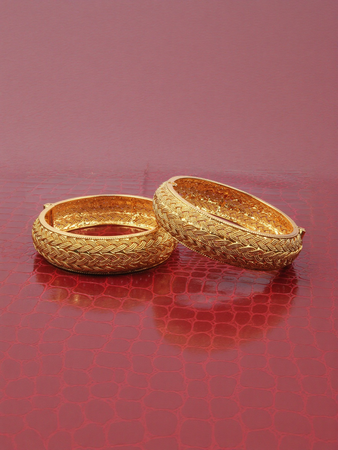 Shiv Jewels Set Of 2 Gold Plated Polki Bangles