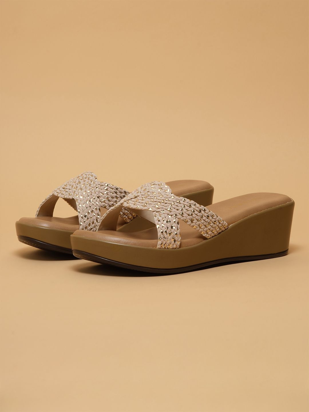 ERIDANI Ziana Women Embellished Open Toe Party Wedge Sandals