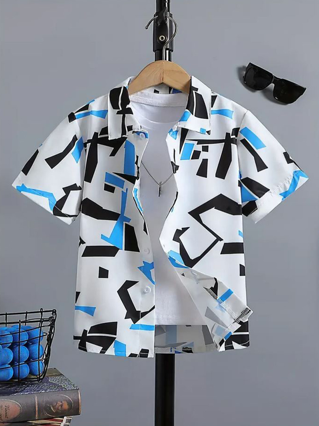 M J Fashion Unisex Kids Relaxed Printed Casual Shirt With T-shirt