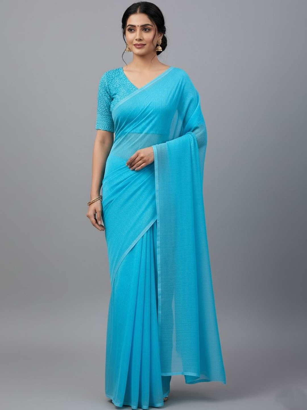 Shilpkala Solid No border Saree with Blouse piece