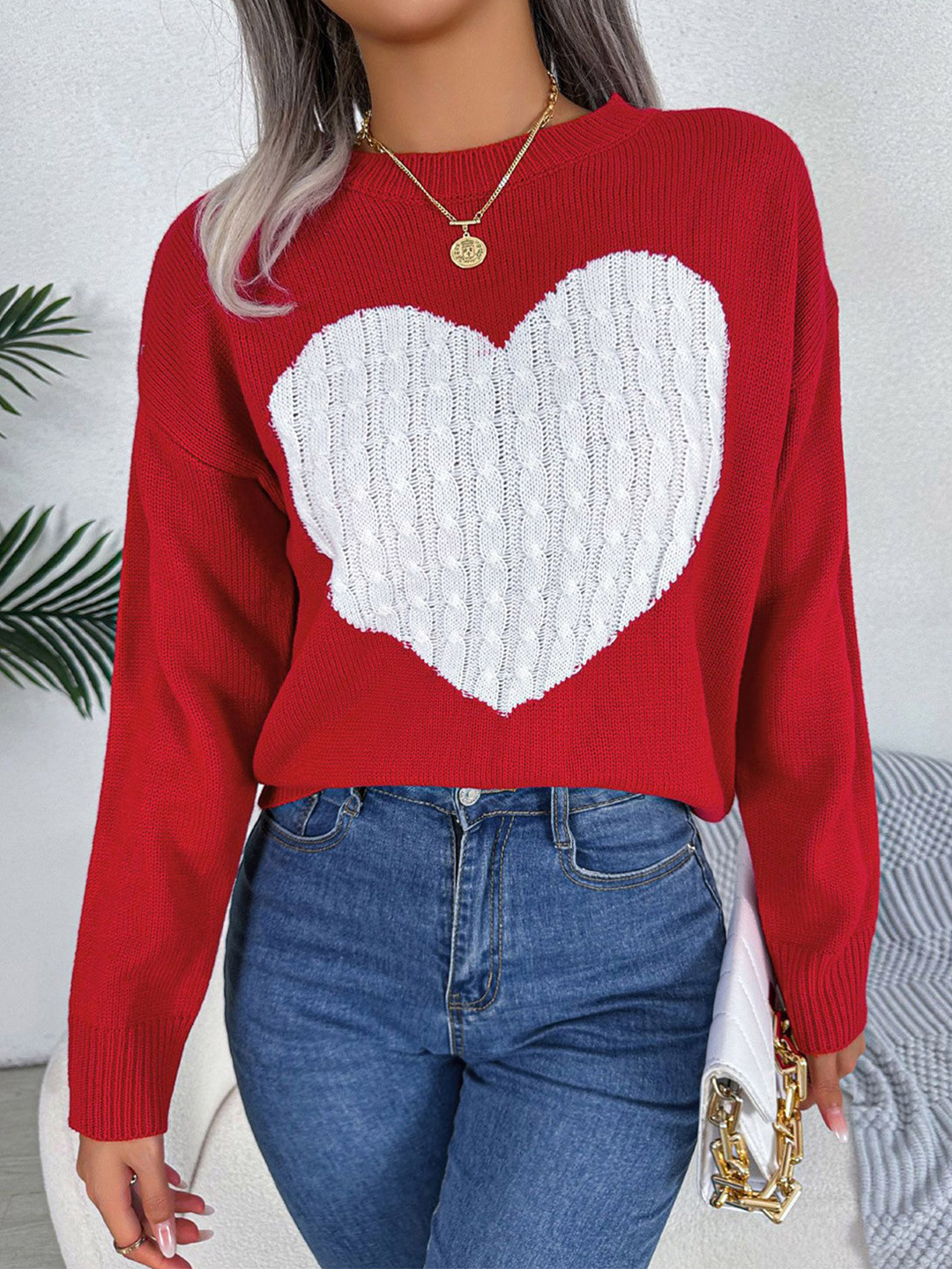 HERE&NOW Women Polyester Cable Knit Pullover